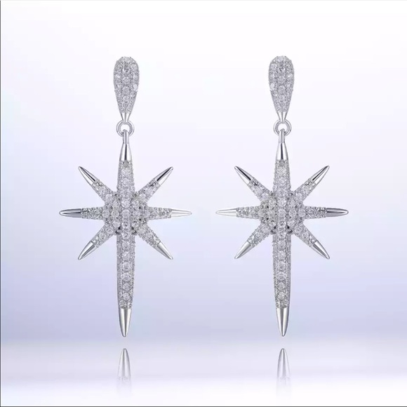 New 925 Silver Beautiful Stars Women’s Earrings - Picture 4 of 7